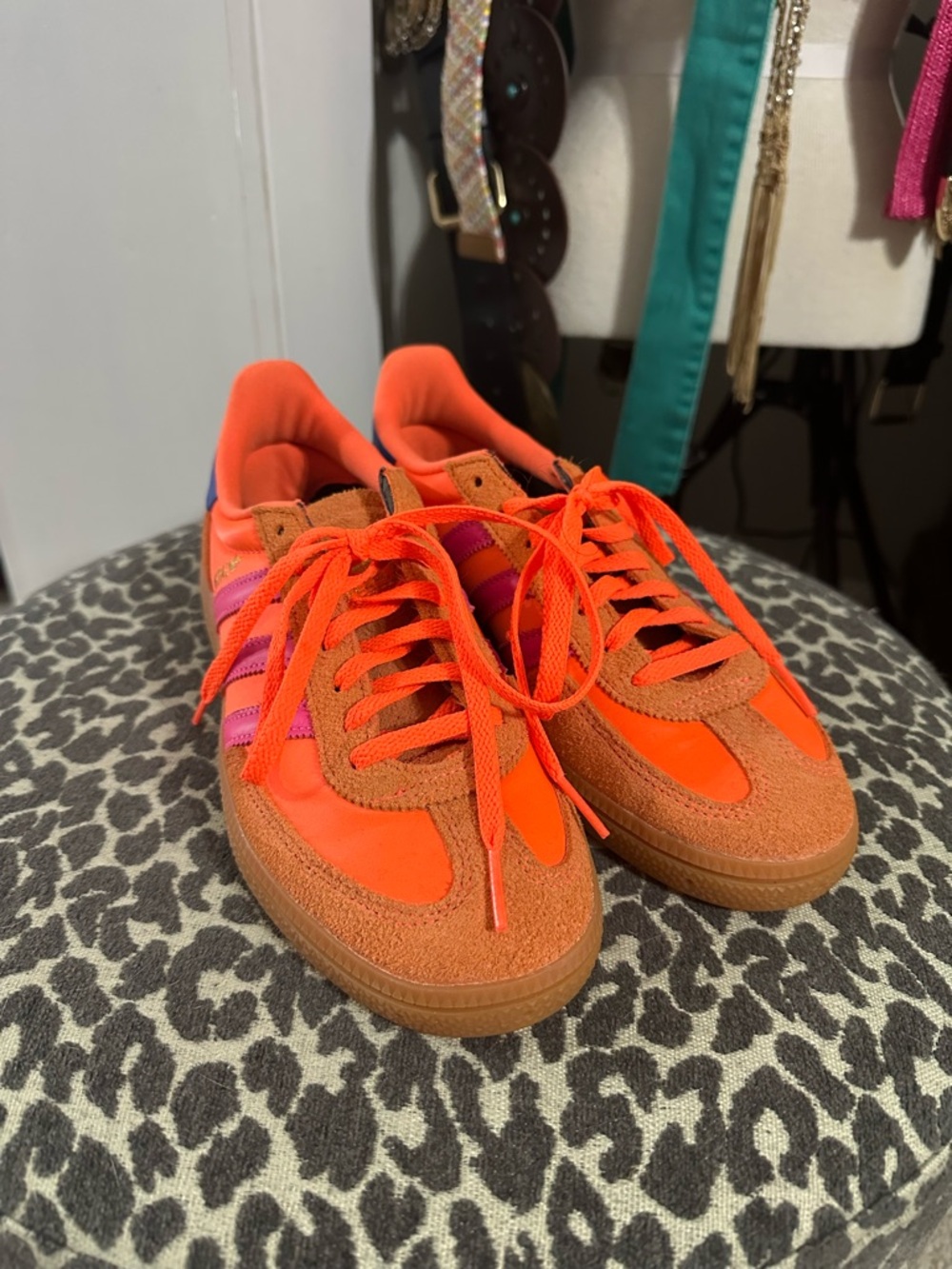 Adidas Spezial Orange and Pink Low-Top Sneakers
